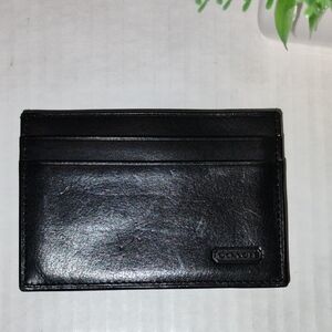 Coach Black Leather Card Holder with Money Clip. Men's.